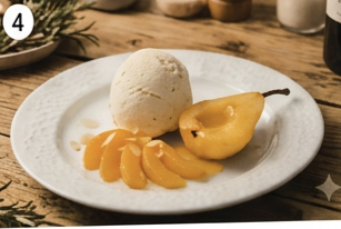 Vanille-Quark-Mousse mit Birne und Aprikose