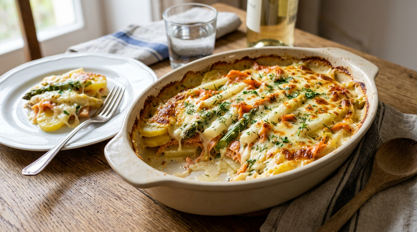 Spargelgratin mit Mozarella