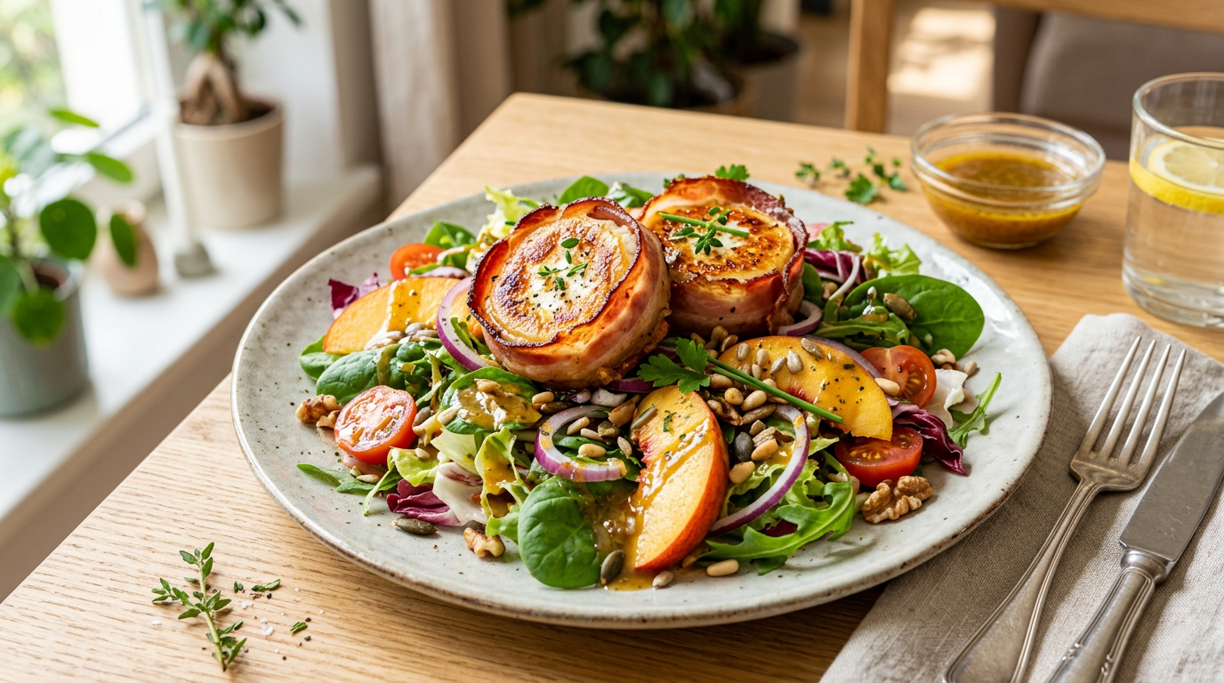 Ziegenkäsetaler auf Salat