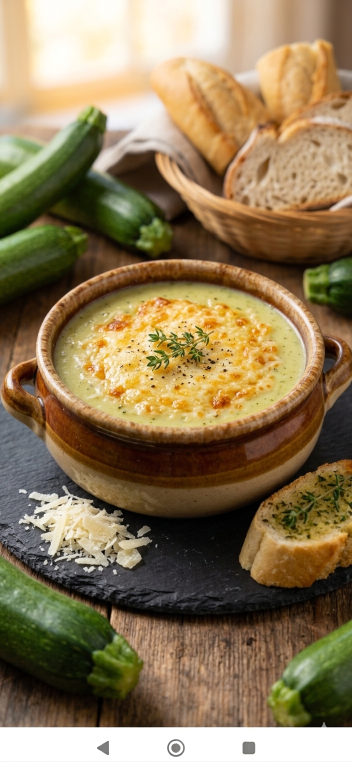 Zucchini-Parmesan-Suppe mit Tiroler Speck