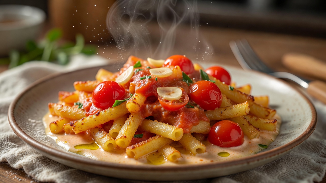 Schupfnudeln mit Tomaten und Knoblauch