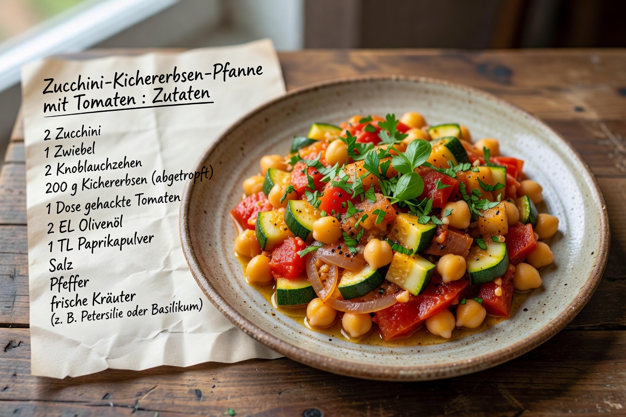 Zucchini-Kichererbsen-Pfanne mit Tomaten