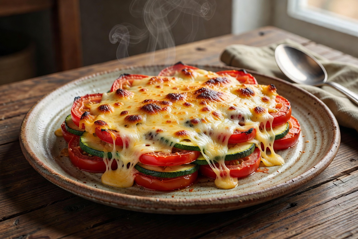 Tomaten-Zucchini-Gratin mit Käse