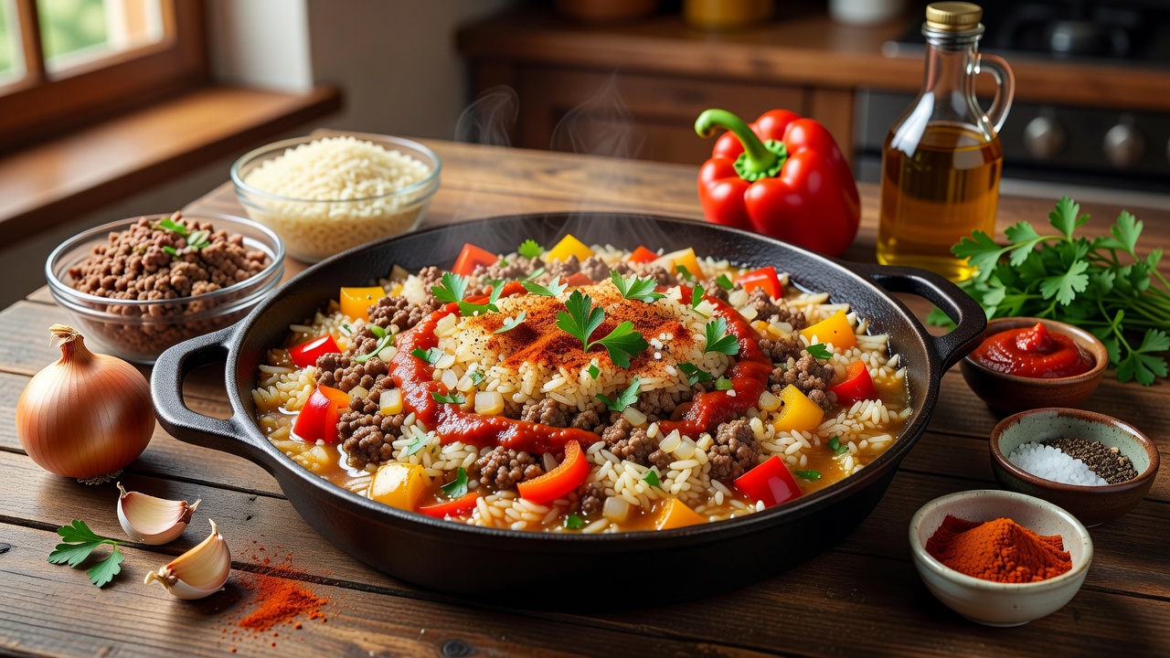 Hackfleisch-Reis-Pfanne